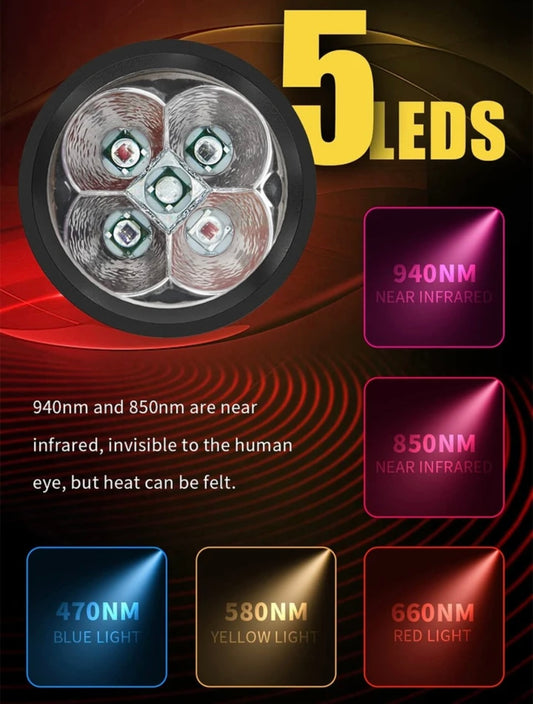 **SPECIAL**5 LED Diode-Blue/Yellow/Red Light Torch- 940nm- RRP$450
